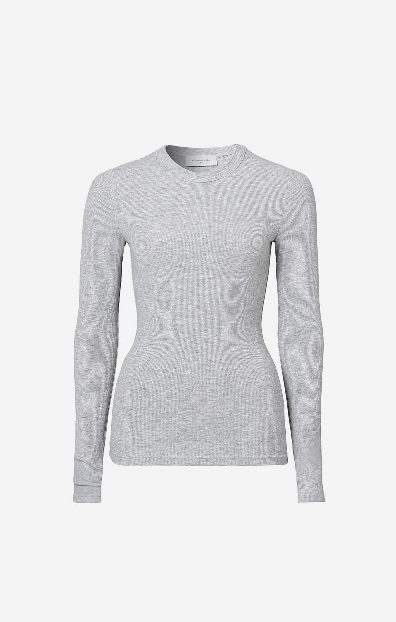 THE LUXE RIB LONG SLEEVE TOP - MID GREY - Image 5