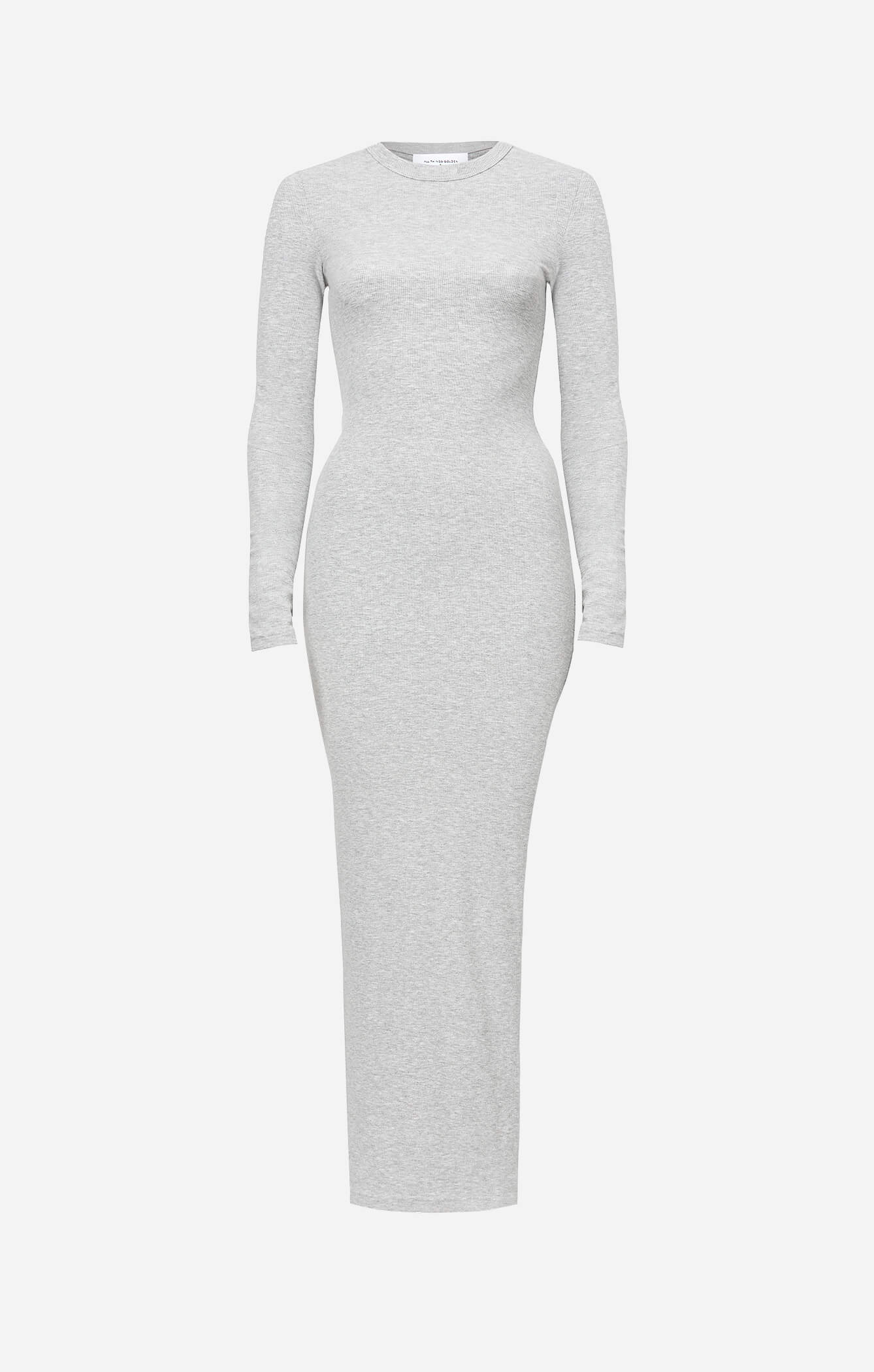 THE LUXE RIB LONG SLEEVE MIDI DRESS - MID GREY - Image 6