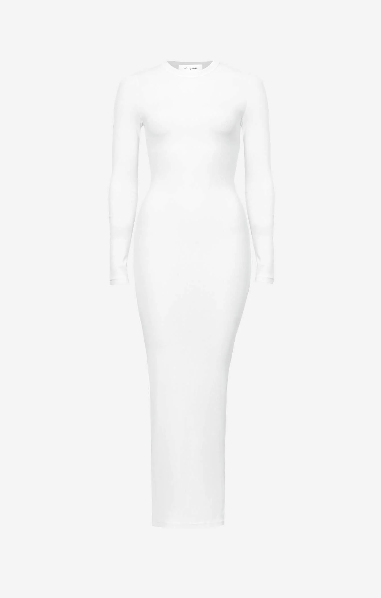 THE LUXE RIB LONG SLEEVE MIDI DRESS - WHITE - Image 6
