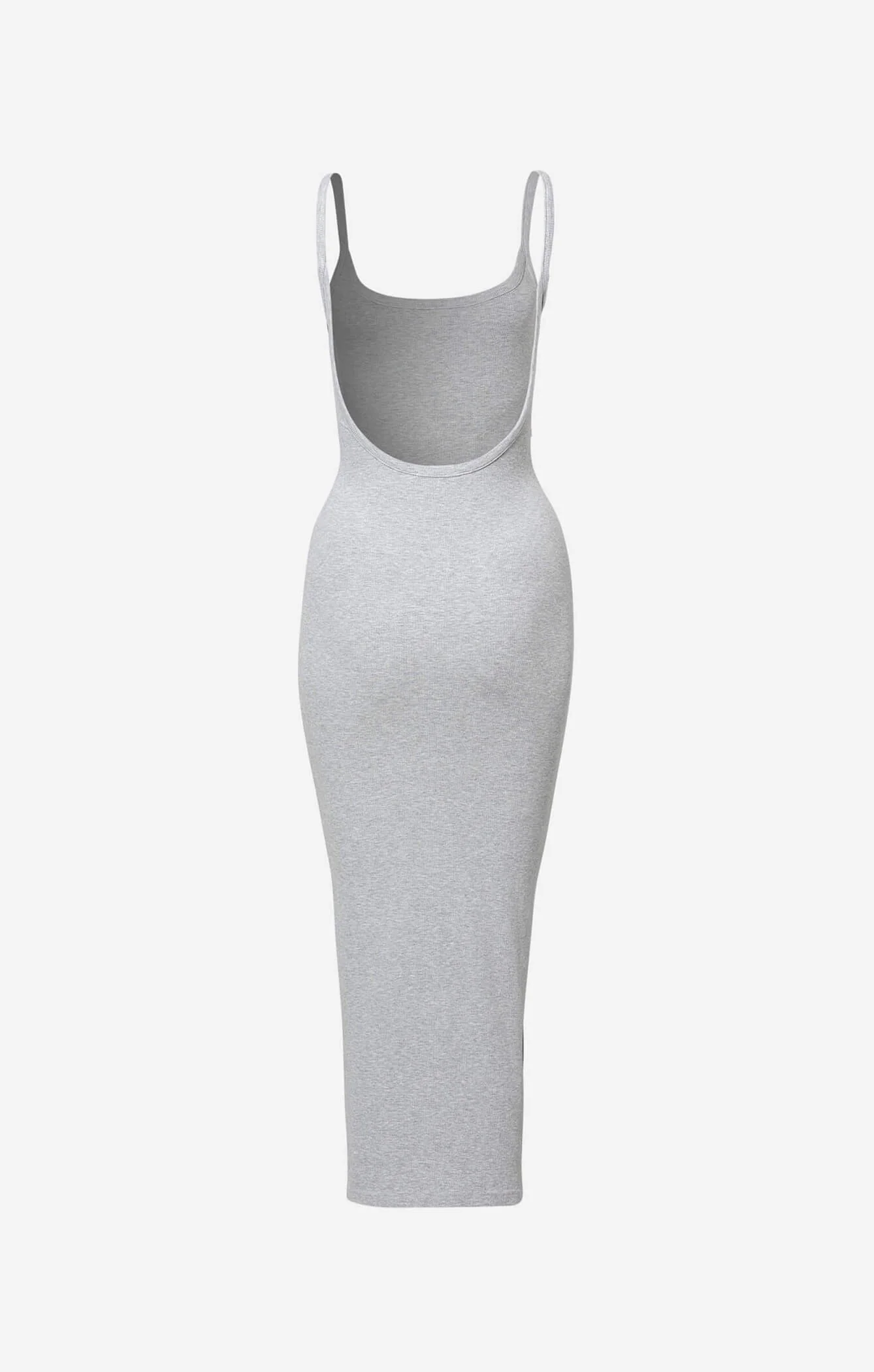 THE LUXE RIB LOW BACK MIDI DRESS - MID GREY - Image 6