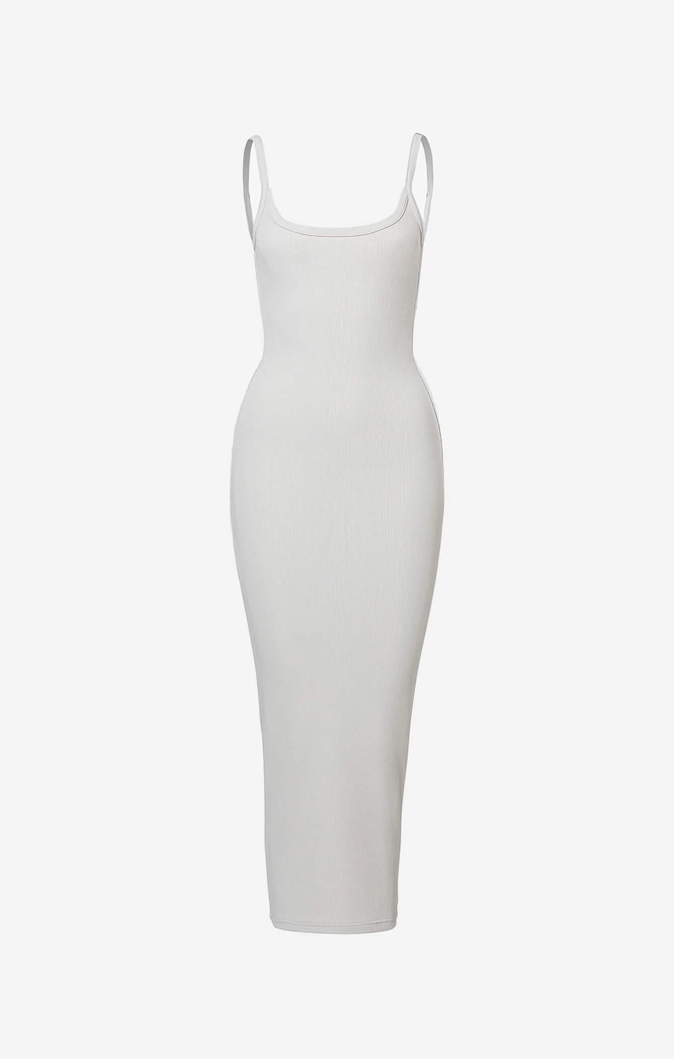 THE LUXE RIB LOW BACK MIDI DRESS - STONE - Image 8