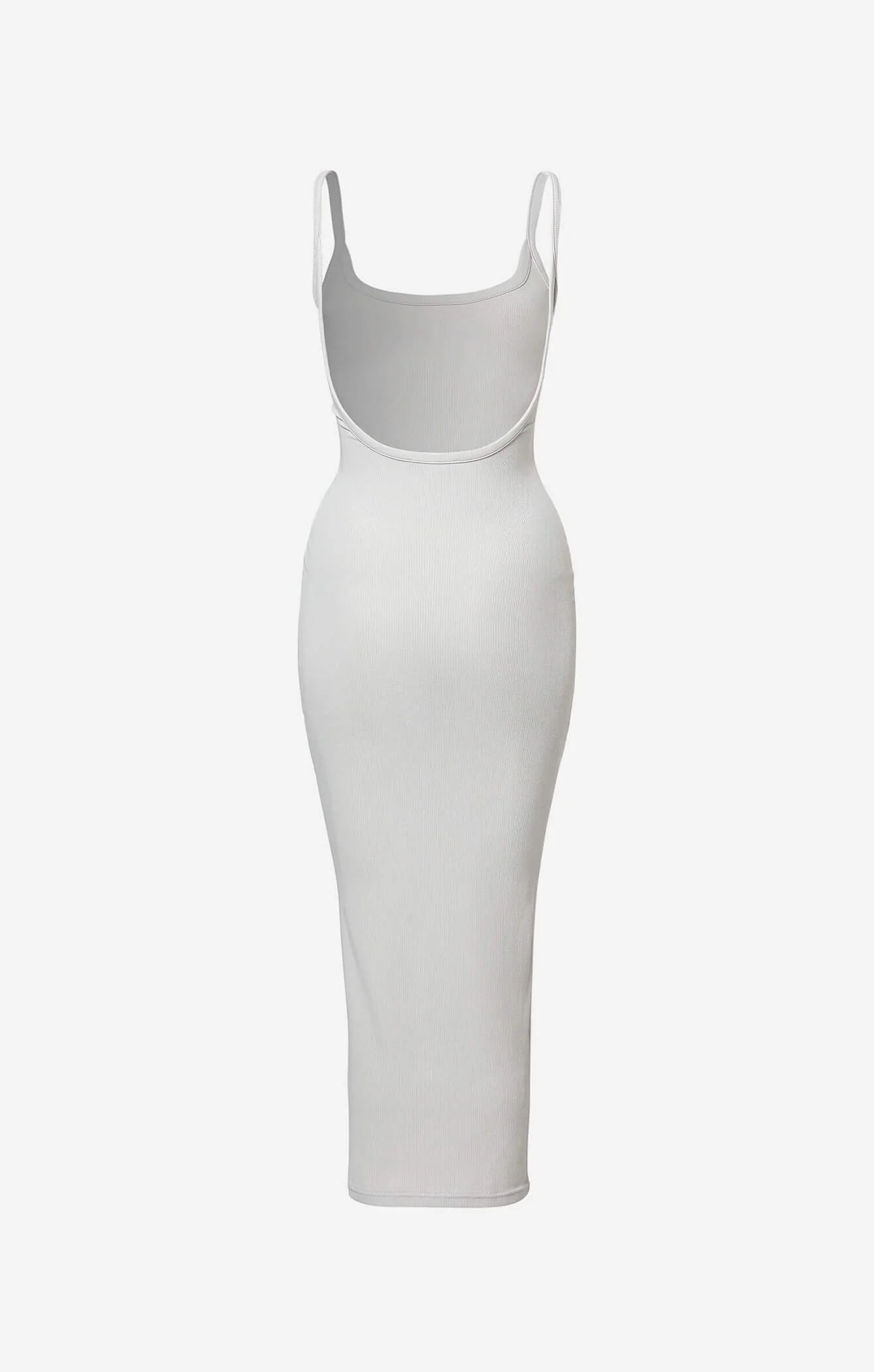 THE LUXE RIB LOW BACK MIDI DRESS - STONE - Image 9