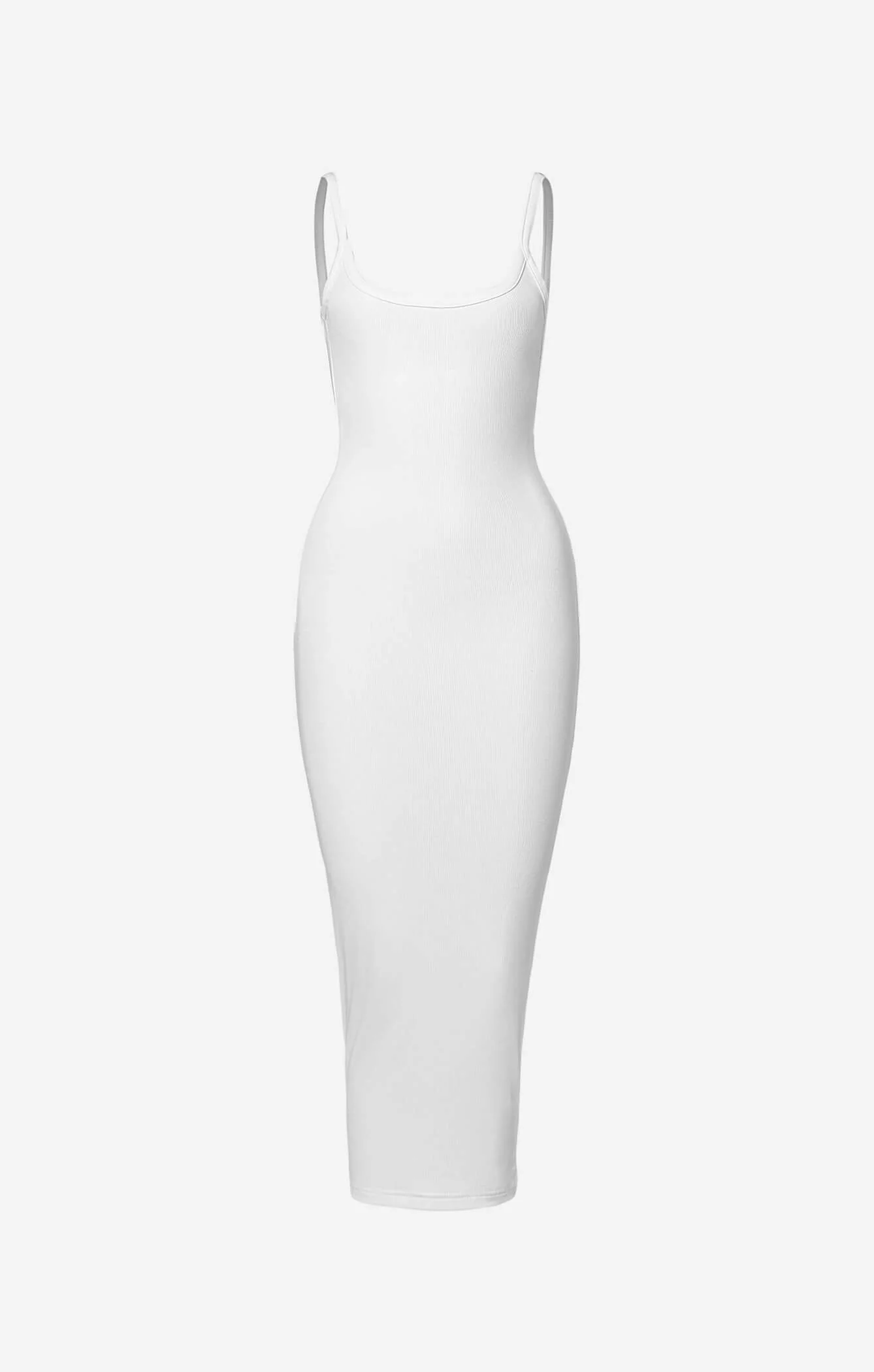 THE LUXE RIB LOW BACK MIDI DRESS - WHITE - Image 6