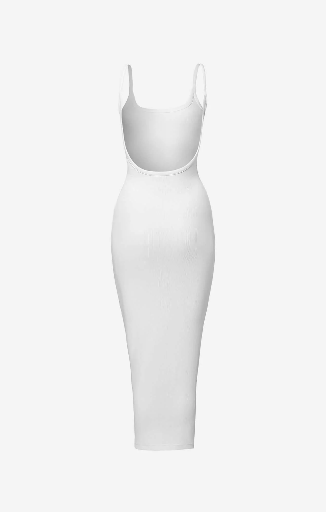 THE LUXE RIB LOW BACK MIDI DRESS - WHITE - Image 7
