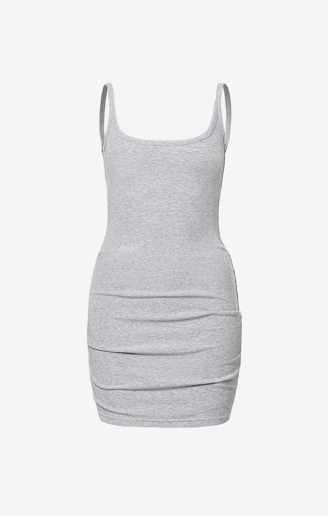 THE LUXE RIB LOW BACK MINI DRESS - MID GREY - Image 6