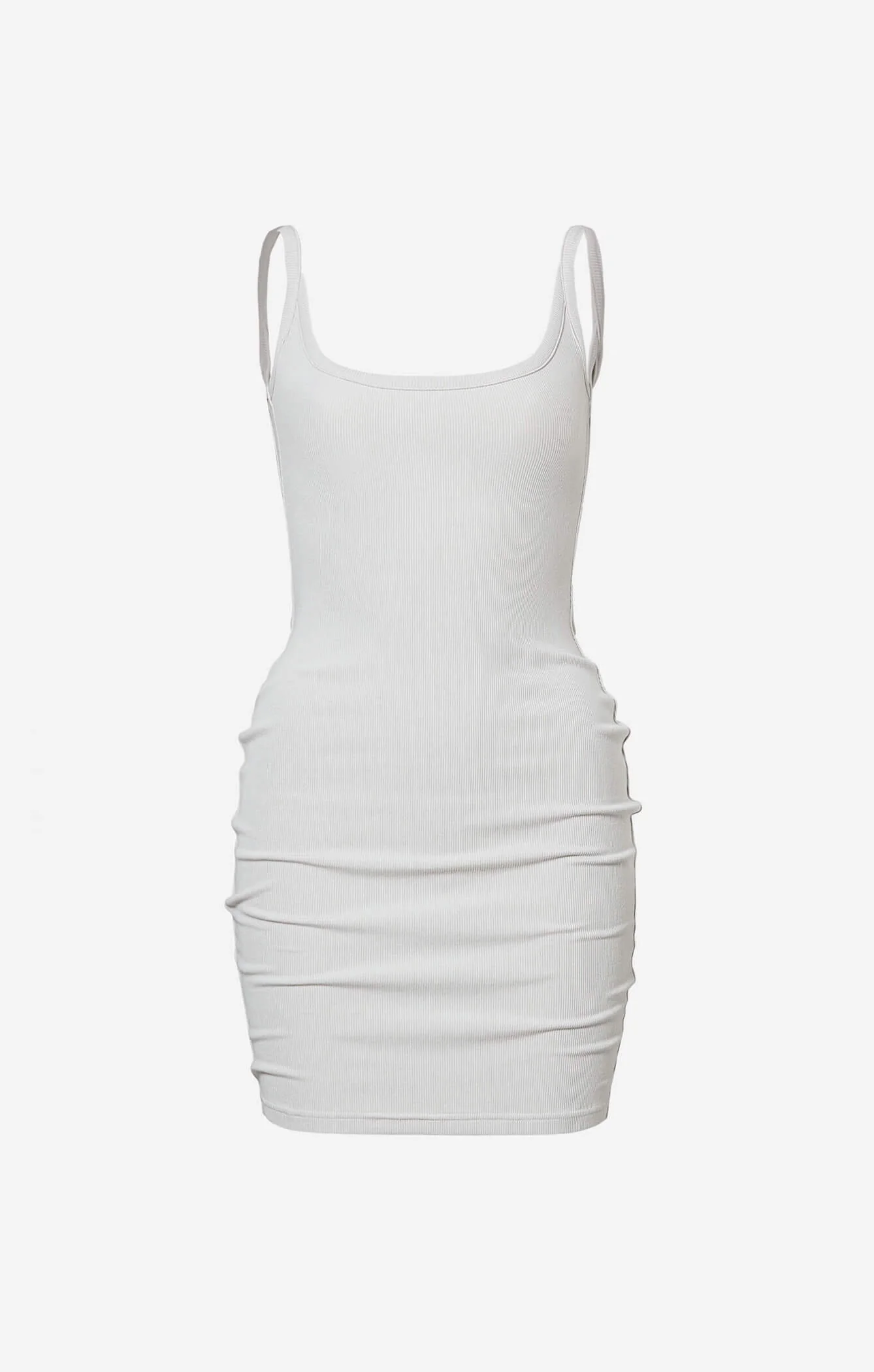 THE LUXE RIB LOW BACK MINI DRESS - STONE - Image 7