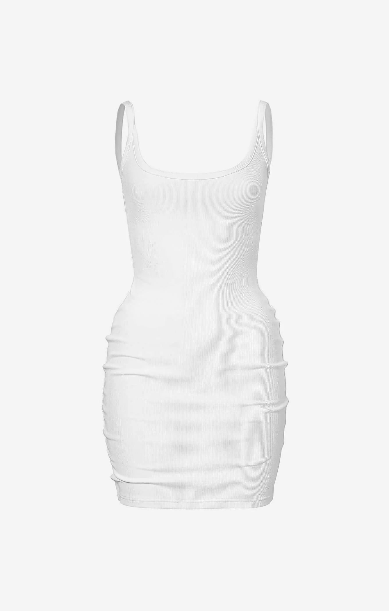 THE LUXE RIB LOW BACK MINI DRESS - WHITE - Image 6