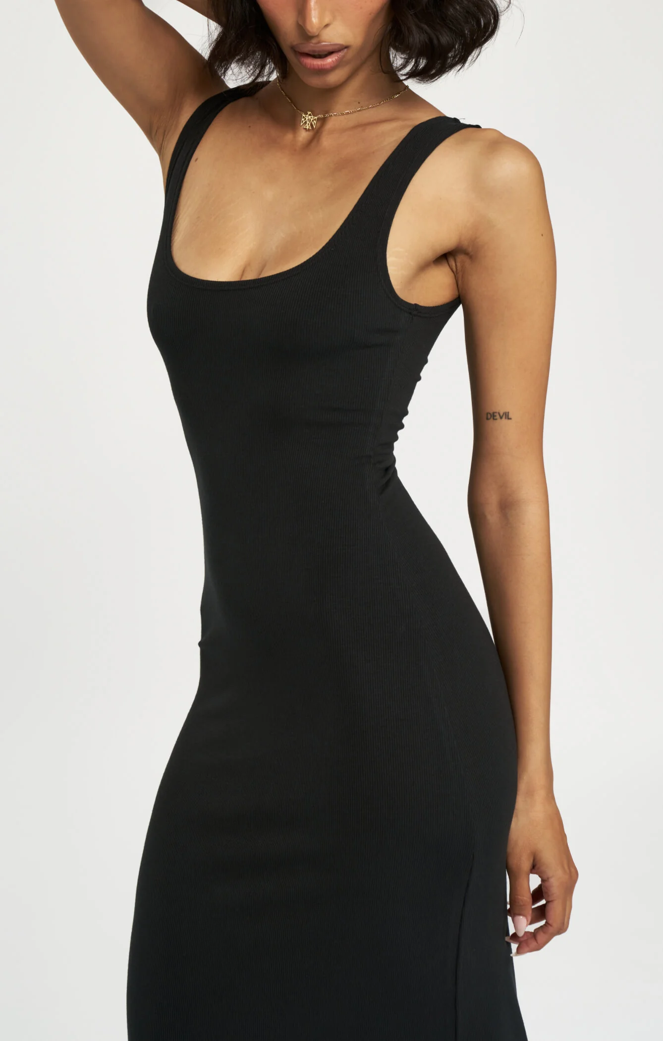 THE LUXE RIB MAXI DRESS - BLACK - Image 3