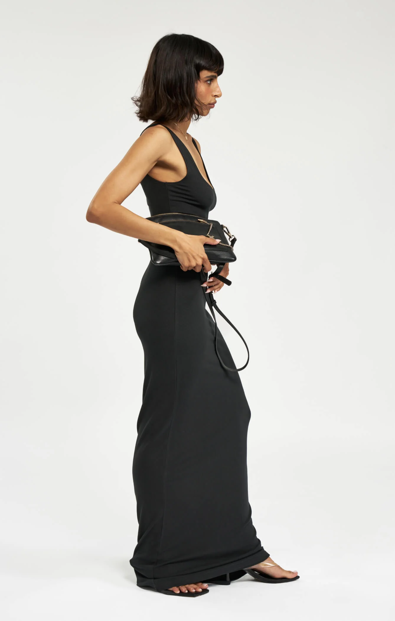 THE LUXE RIB MAXI DRESS - BLACK - Image 6