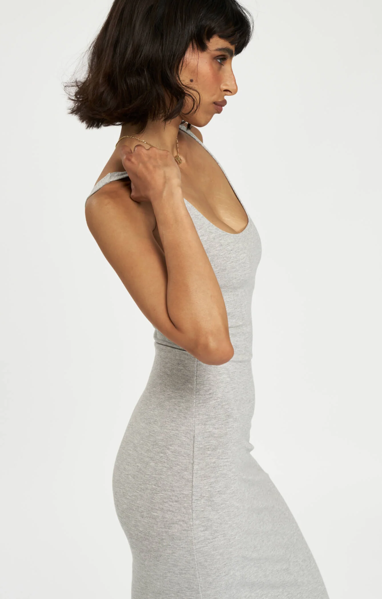 THE LUXE RIB MAXI DRESS - MID GREY - Image 7