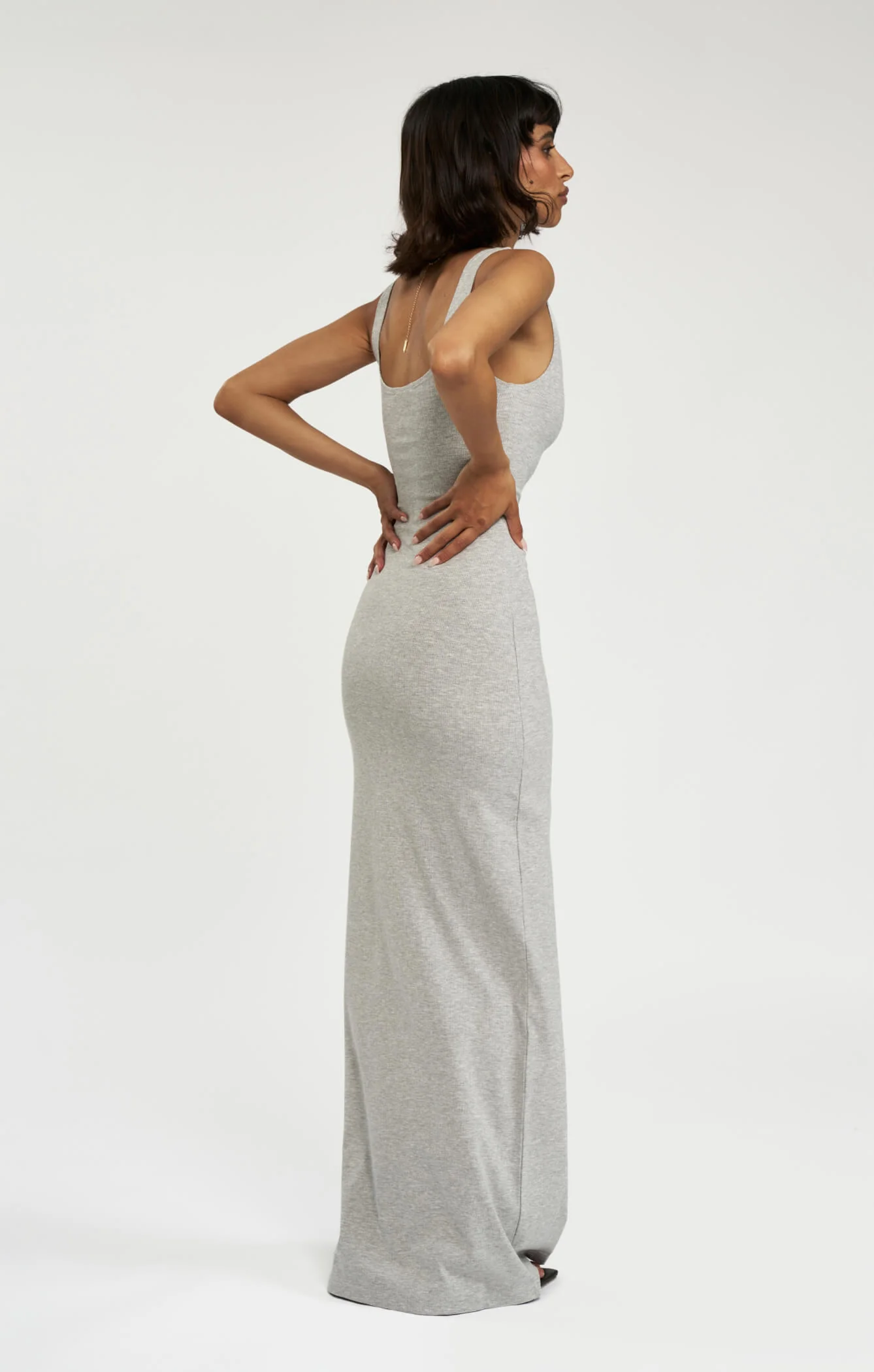 THE LUXE RIB MAXI DRESS - MID GREY - Image 8