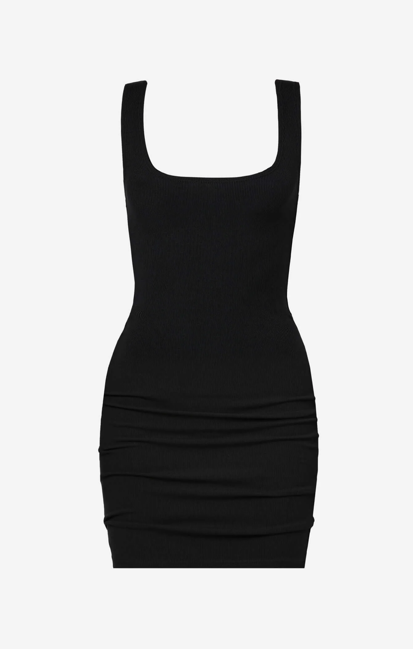 THE LUXE RIB MINI DRESS - BLACK - Image 9