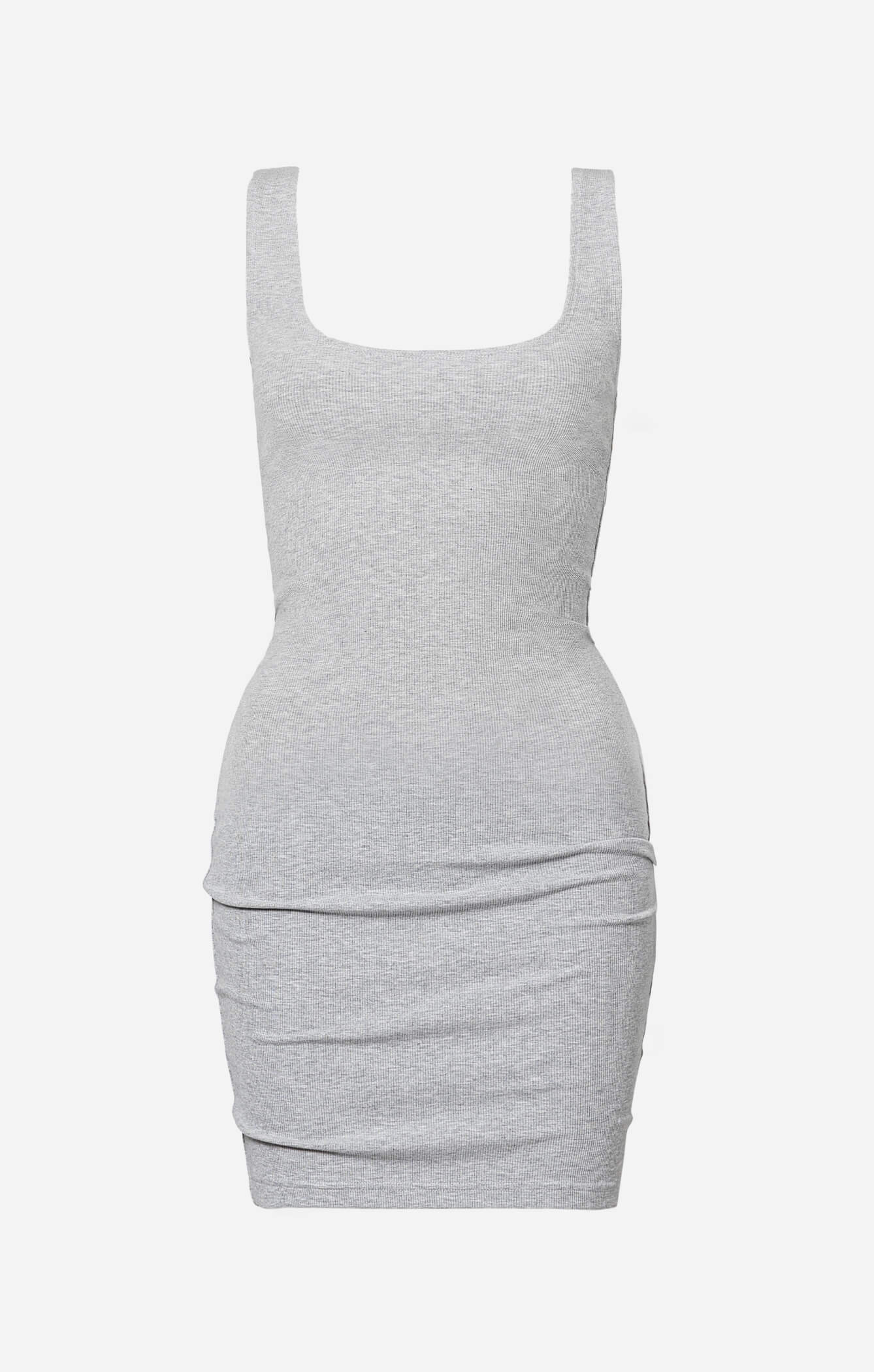THE LUXE RIB MINI DRESS - MID GREY - Image 10