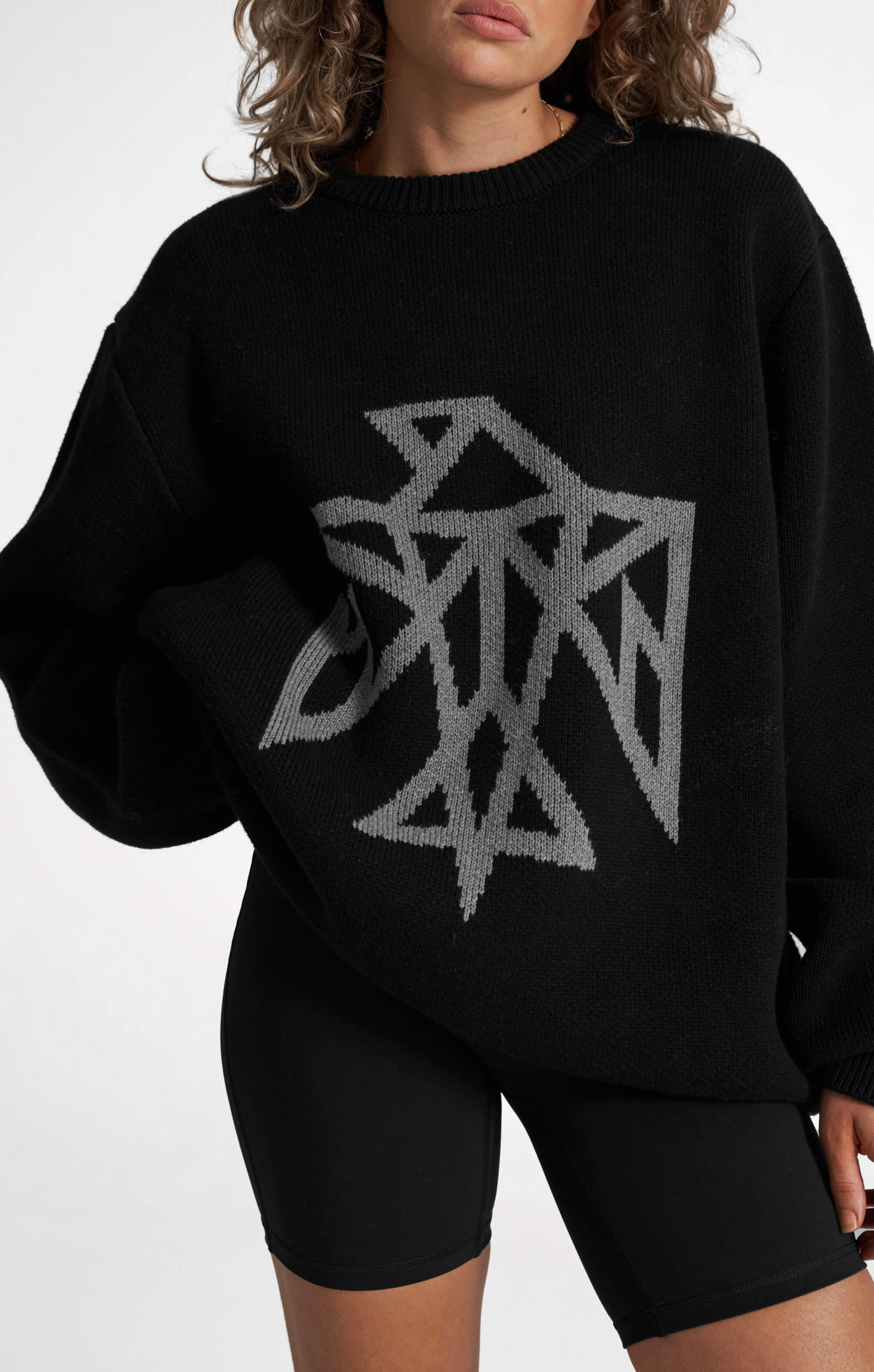 THE SIGNATURE JACQUARD KNIT - BLACK - Image 3