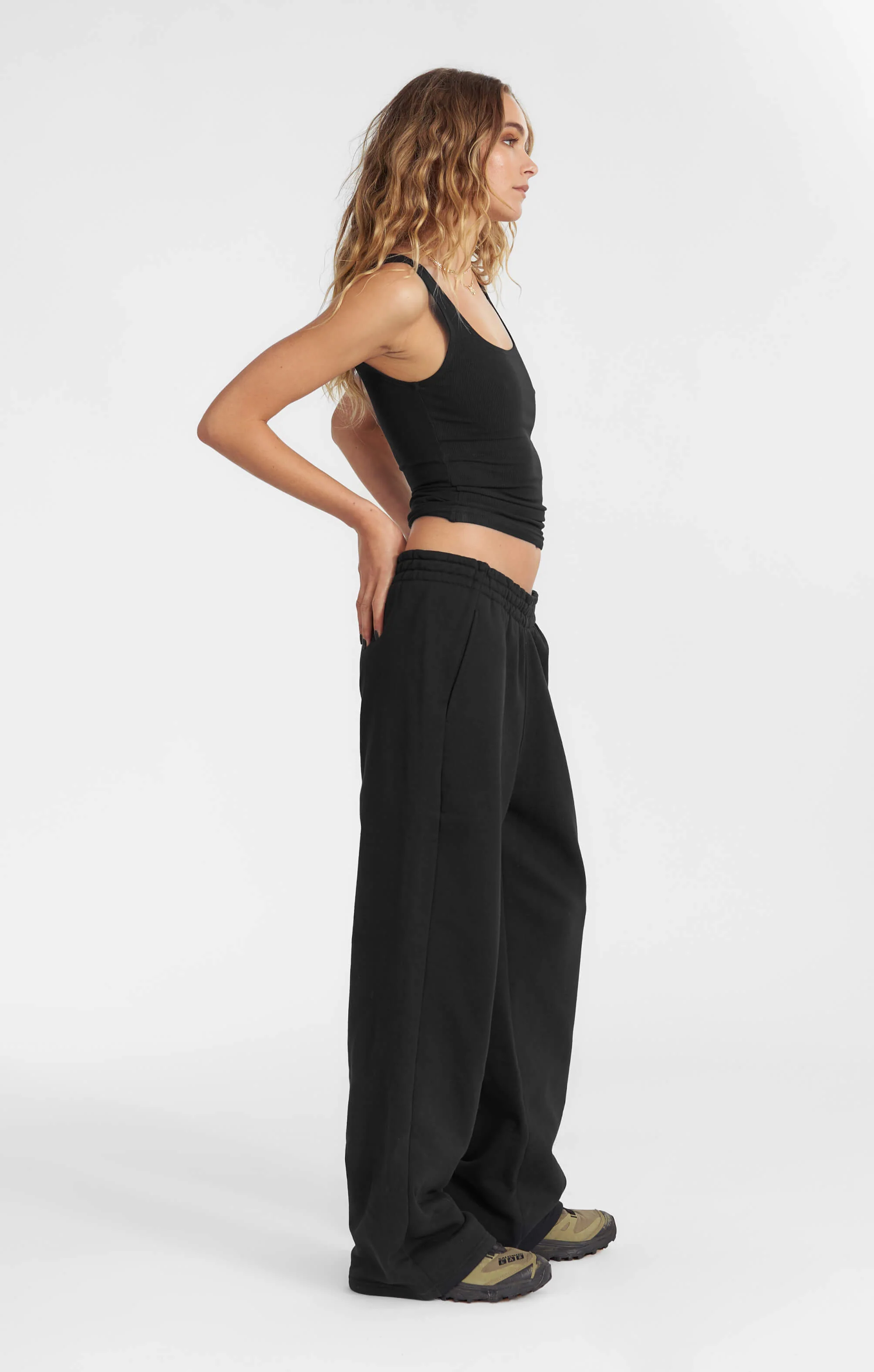 THE SWEAT™ WIDE LEG TRACK PANT - BLACK - Image 4