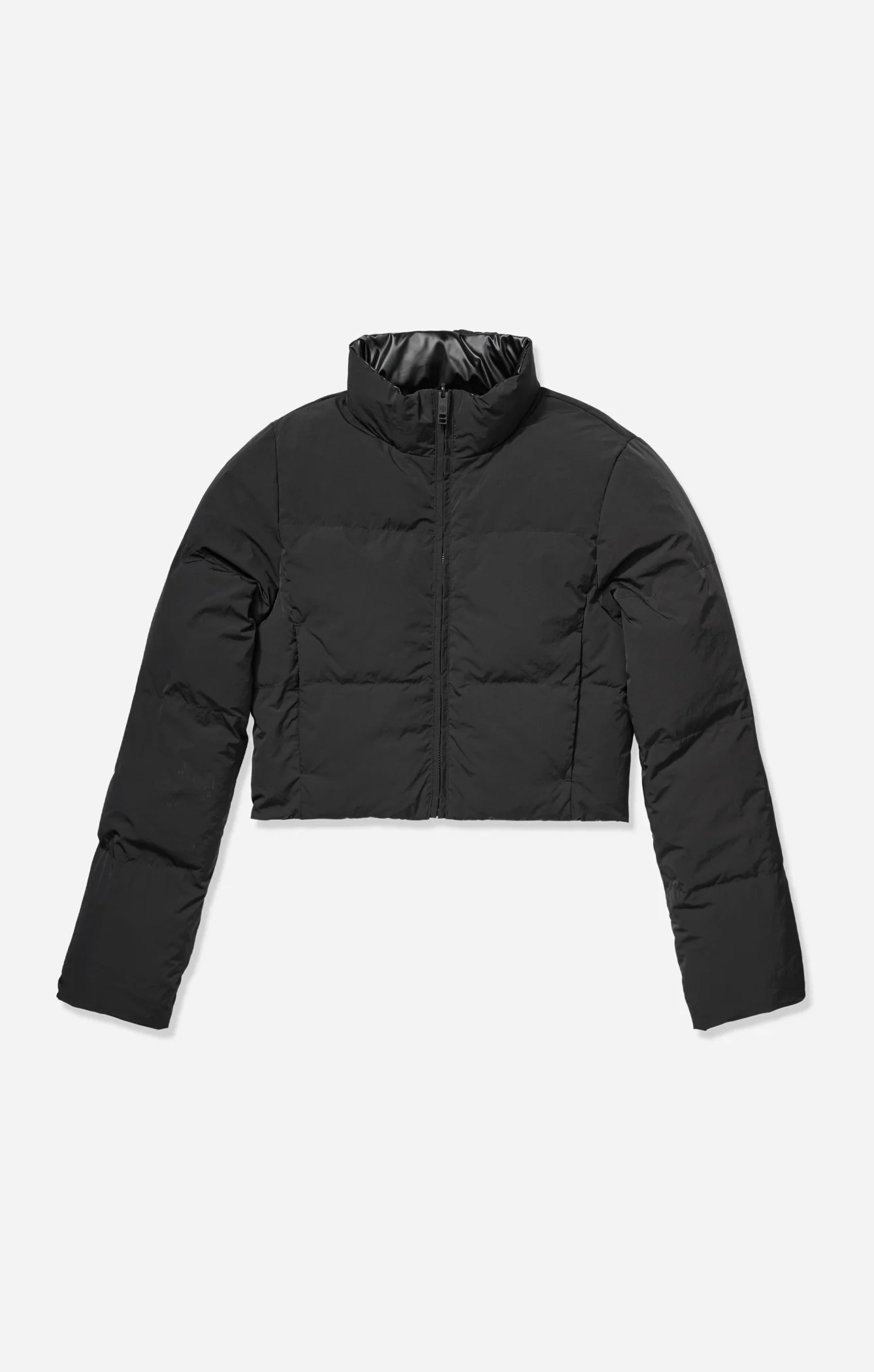 THE VEGAN PUFF™ REVERSIBLE CROP JACKET - PATENT/BLACK - Image 7