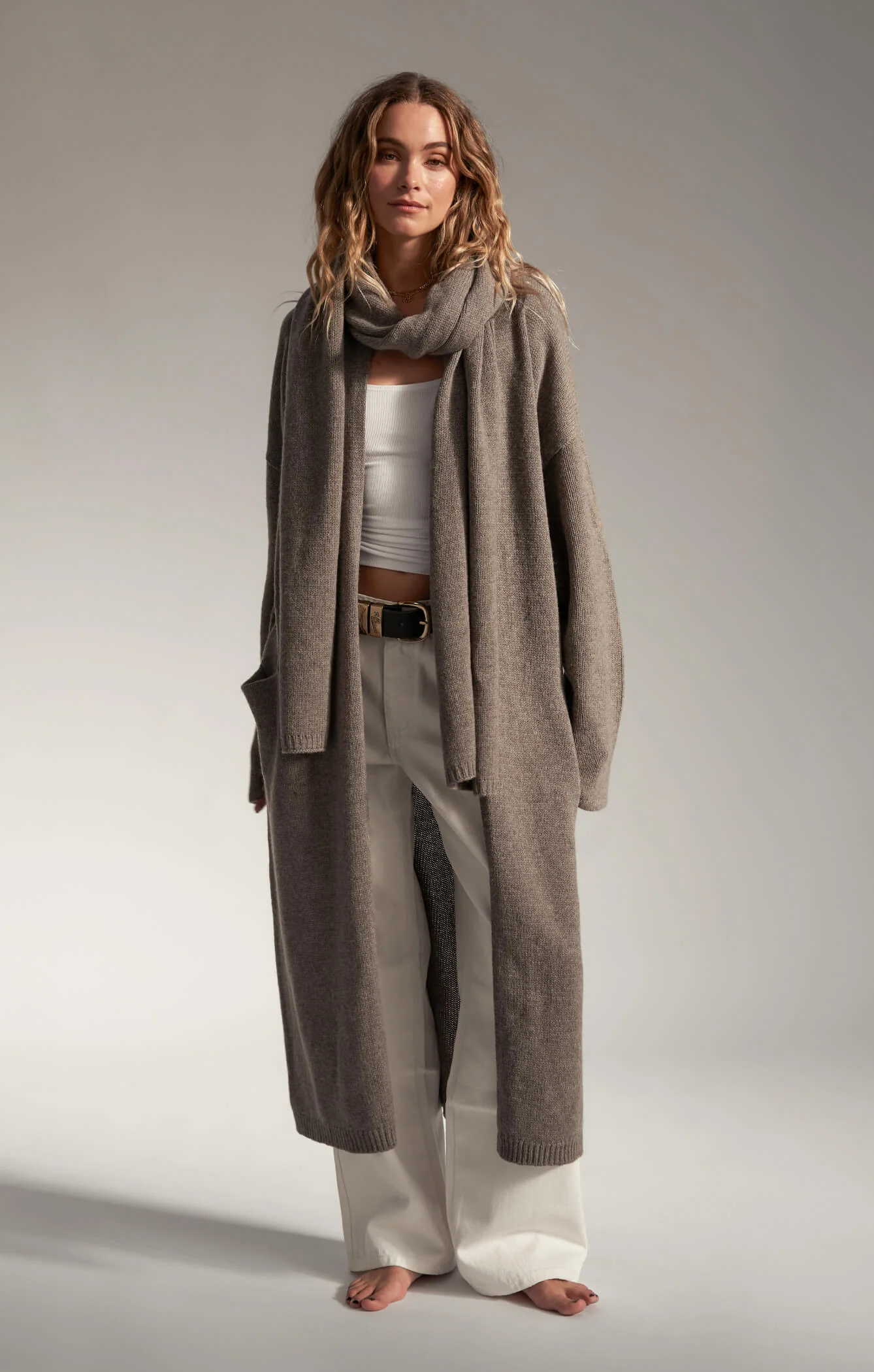 THE WRAP AROUND SCARF - NEUTRAL MARLE - Image 7
